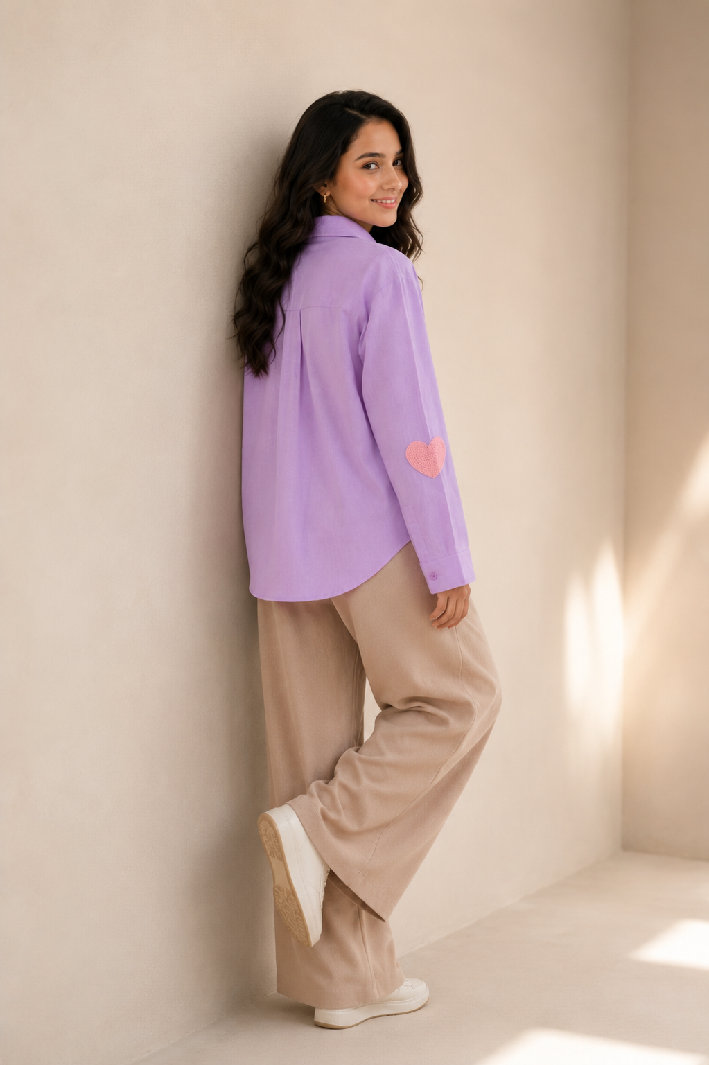 Floral Patch Pocket Casual Shirt - purple