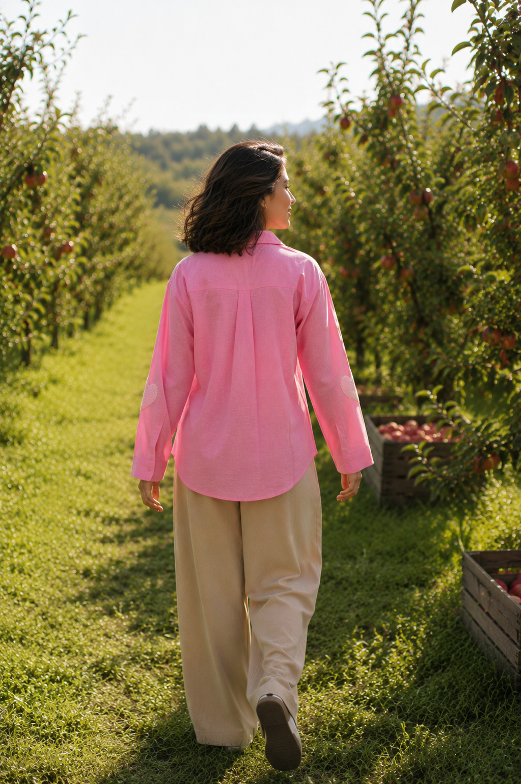 Floral Patch Pocket Casual Shirt - pink