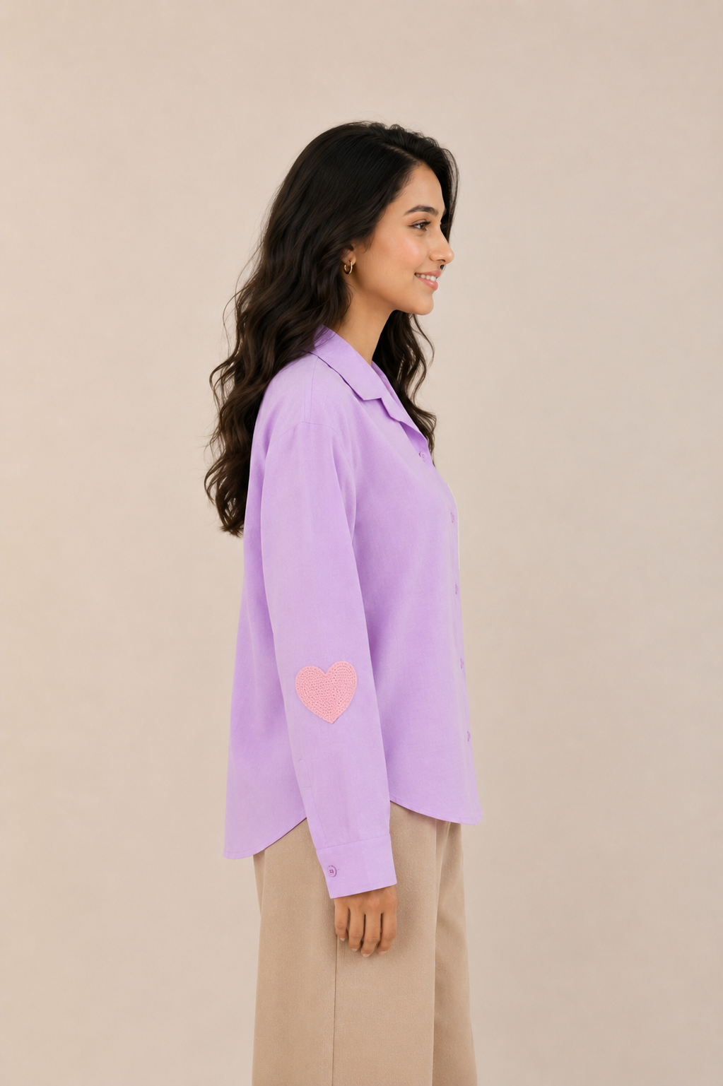 Floral Patch Pocket Casual Shirt - purple