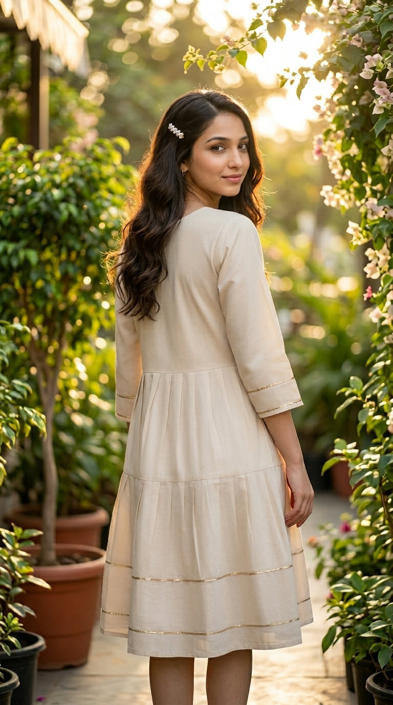 Cream_Midi_Dress - Beige