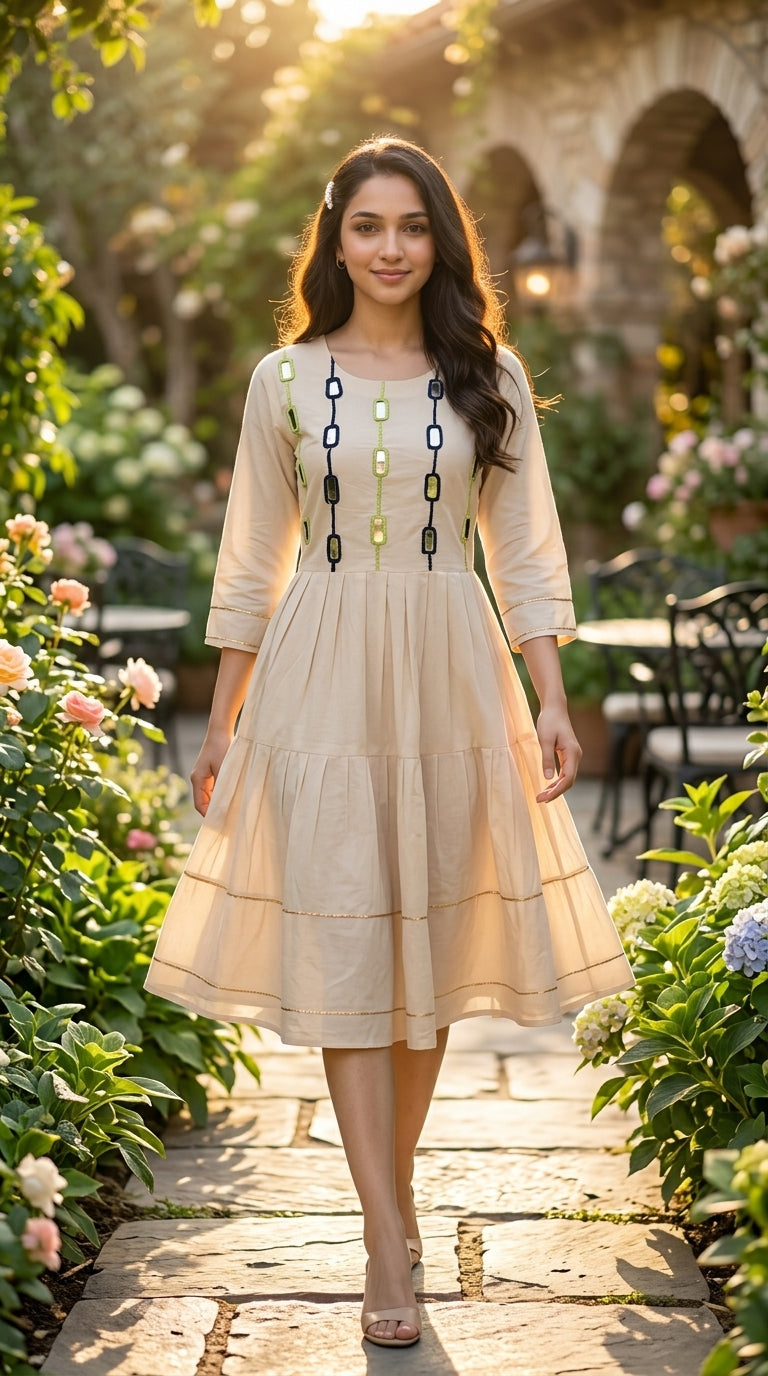 Cream_Midi_Dress - Beige