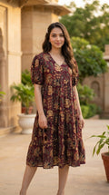 Floral_Midi_Dress - Rose gold