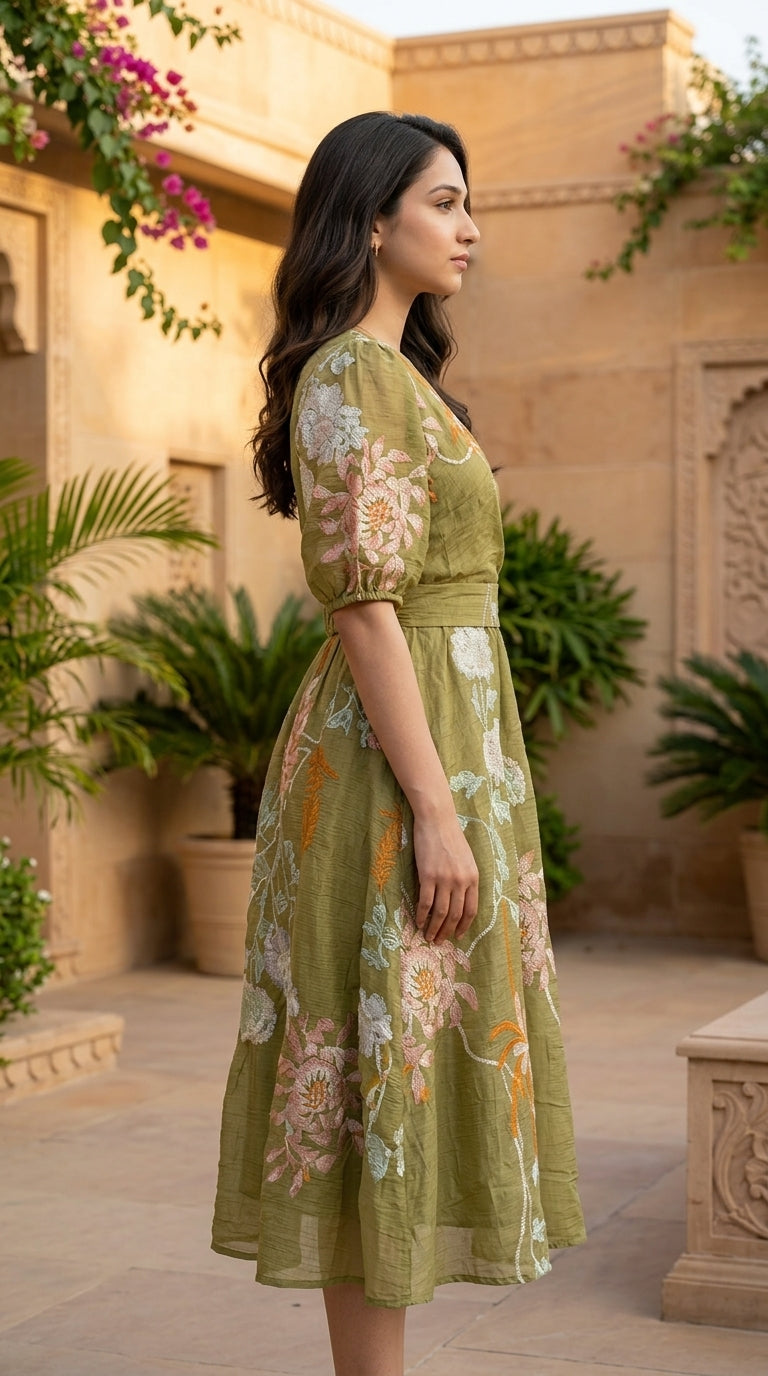Green_Floral - olive greens