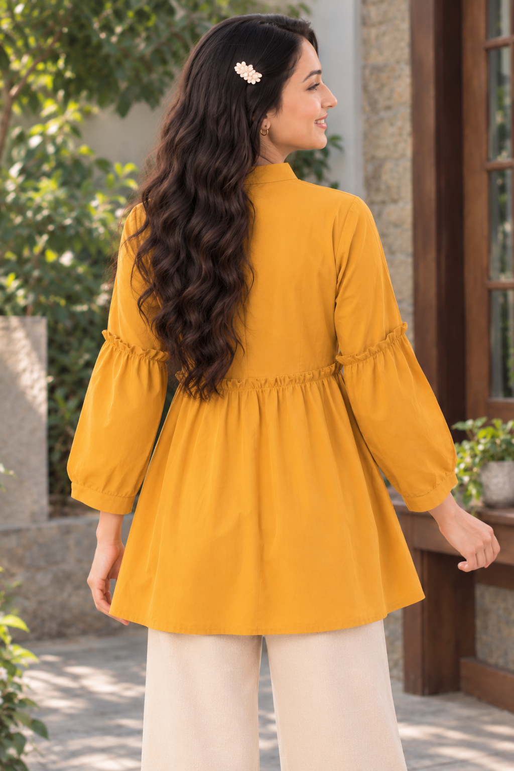 Mustard yellow women’s tunic top