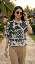 Printed_crop_shirt - Green