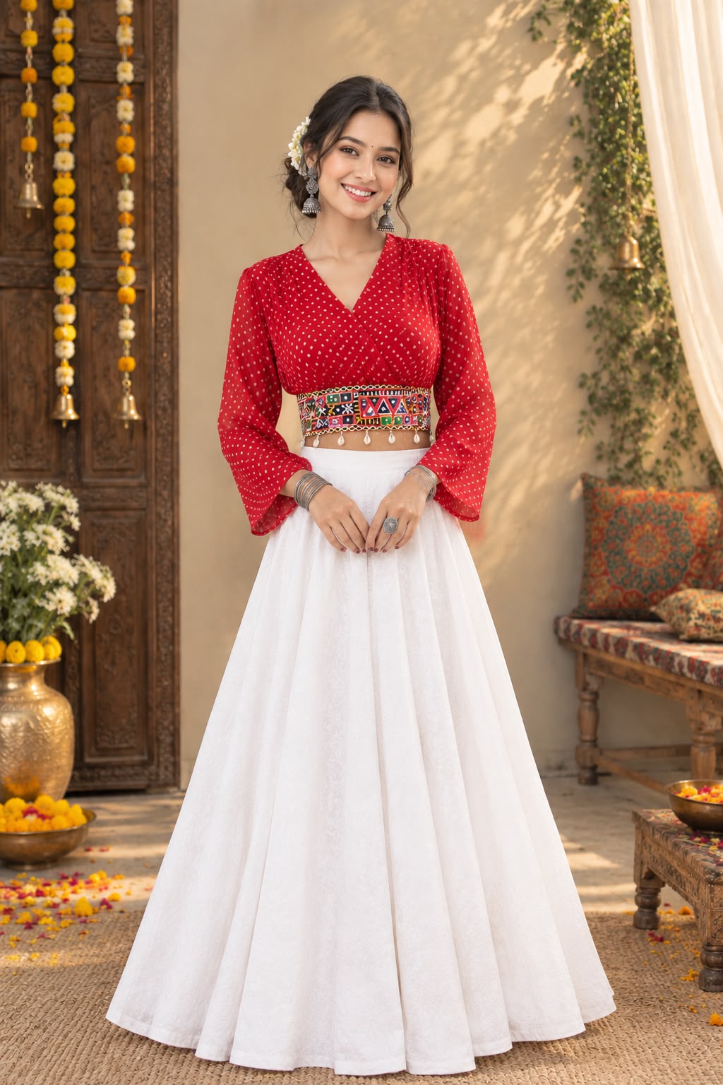 Garba Glow Mirrorwork Crop Top