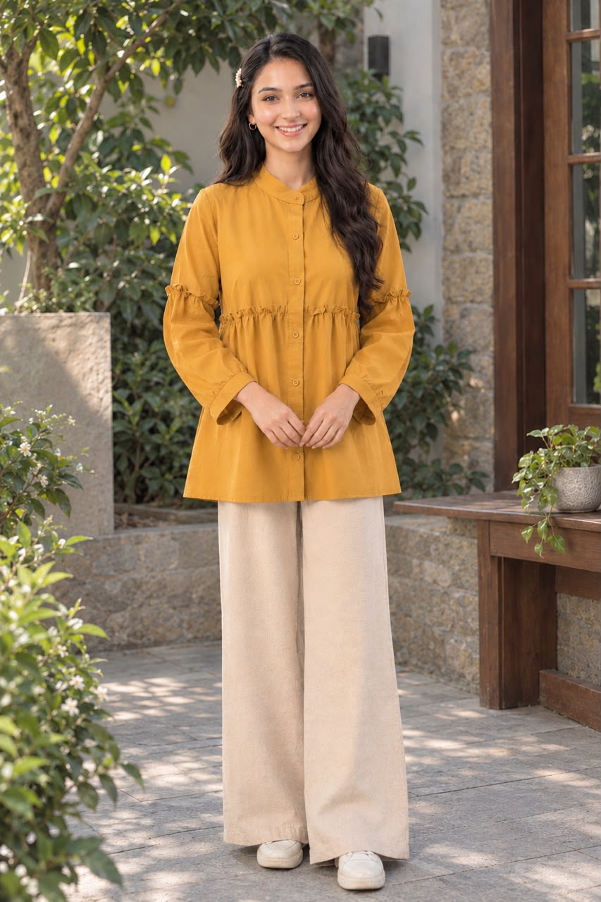 Mustard yellow women’s tunic top