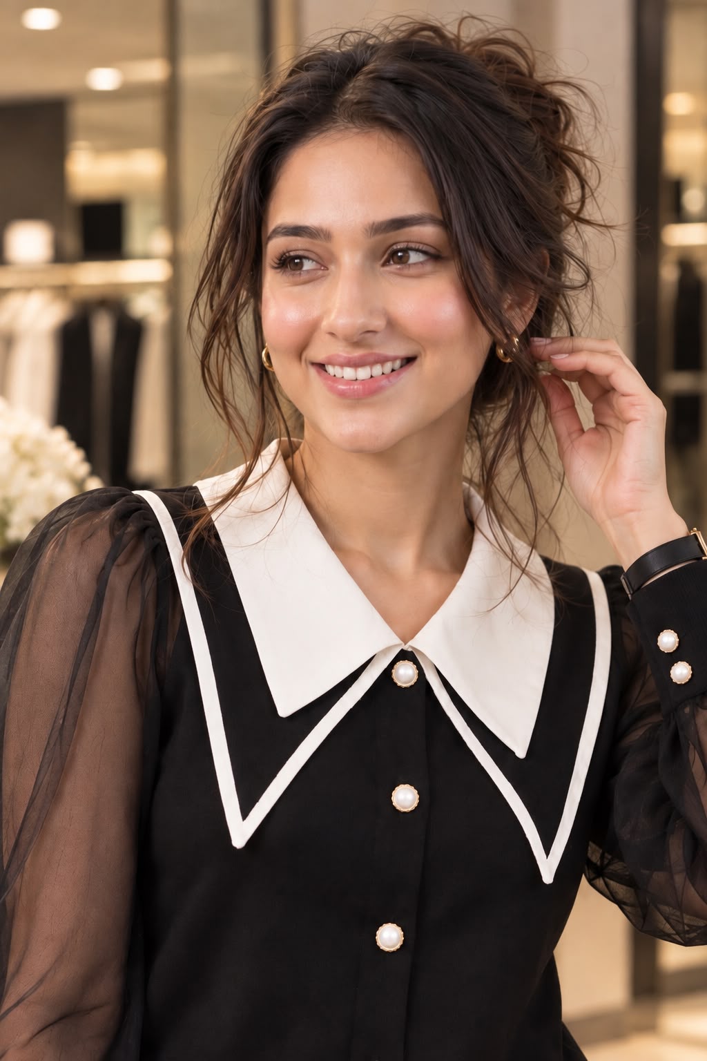 Elegant Statement Collar Top for Women