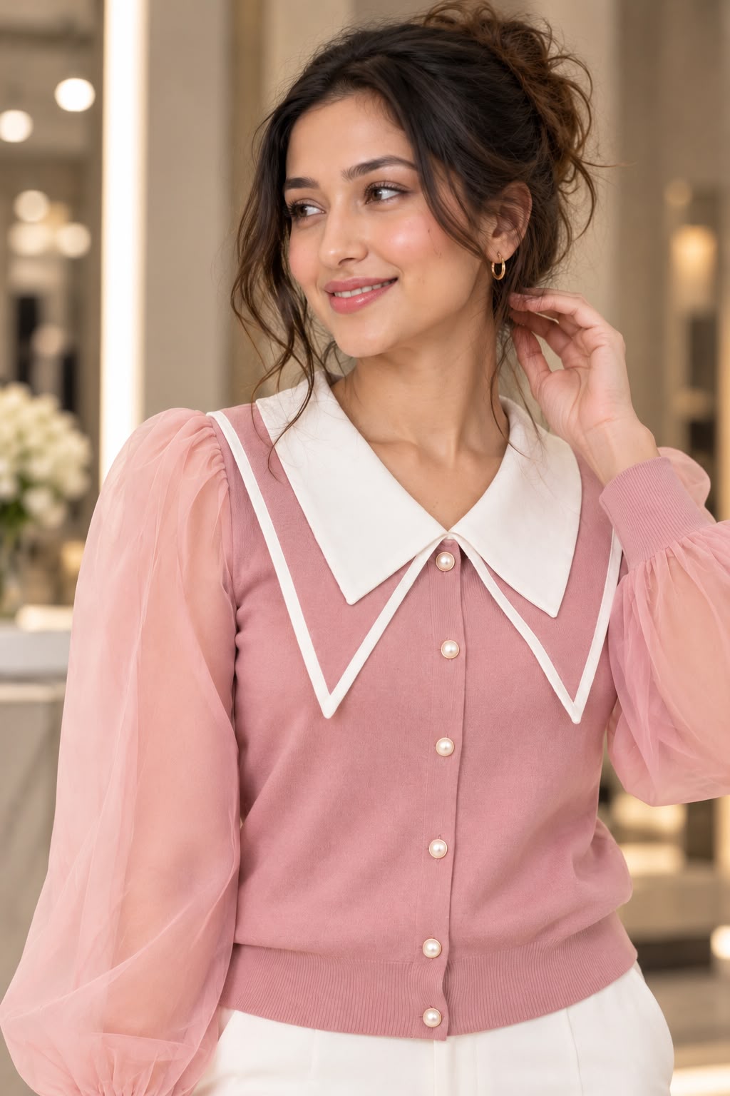 Elegant Statement Collar Top for Women