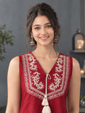 Women's Embroidered Sleeveless Ethnic Tunic Top