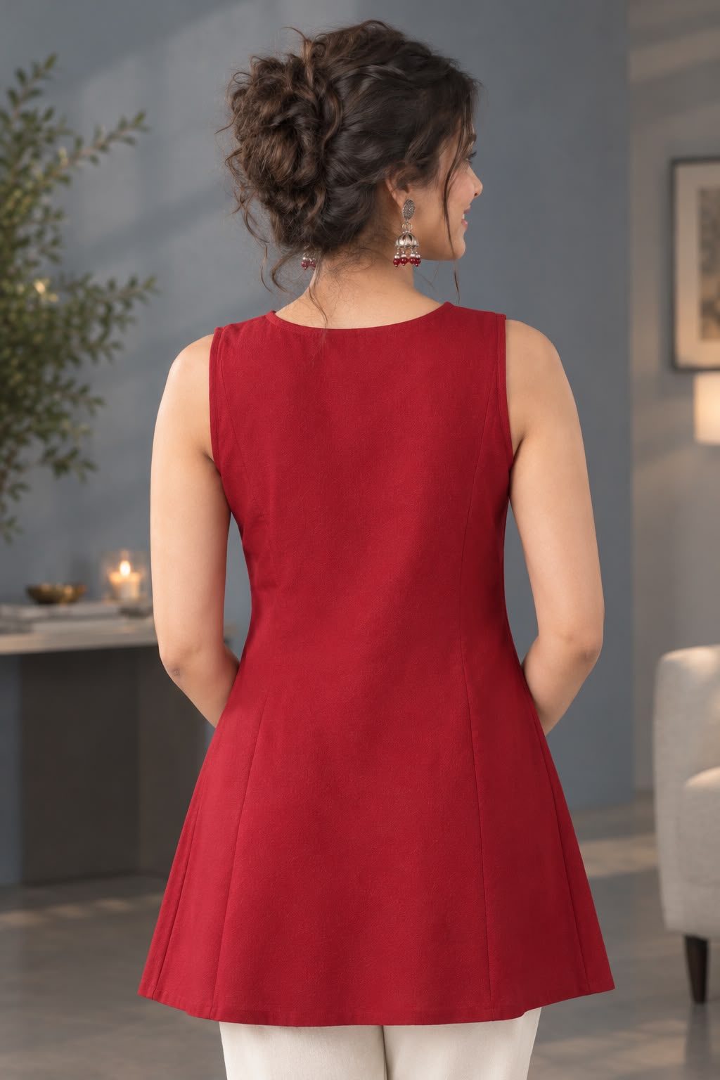 Women's Embroidered Sleeveless Ethnic Tunic Top