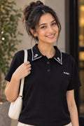 Women's Embroidered Collar Polo T-Shirt | Casual Everyday Wear