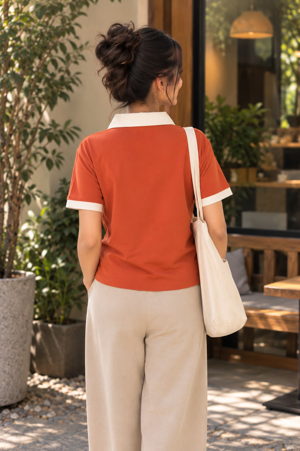 Women's Casual Half-Sleeve Polo T-Shirt with Zip Neck