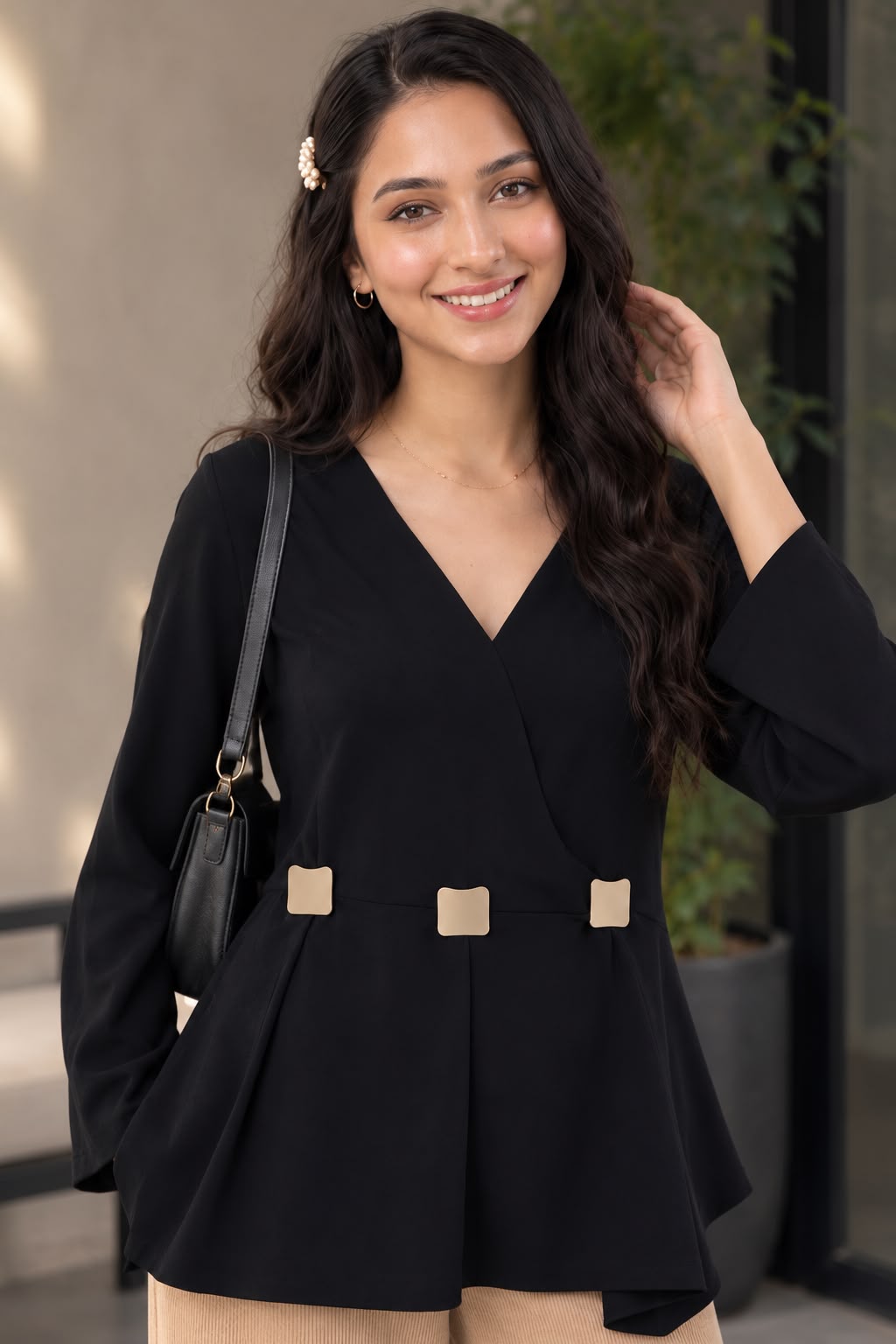 a stylish peplum top