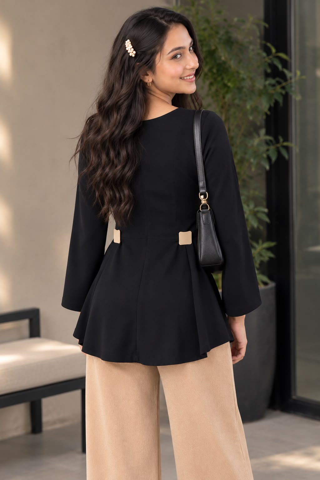 a stylish peplum top