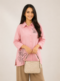 Blush Blossom Printed Oversized Shirt