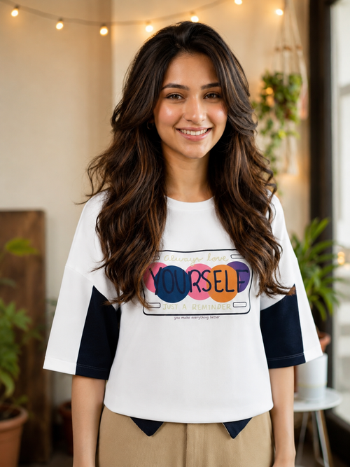 Always Love Yourself Oversized Graphic T-Shirt - white