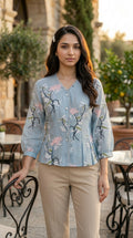 Sky Blossom Top - Sky Blue