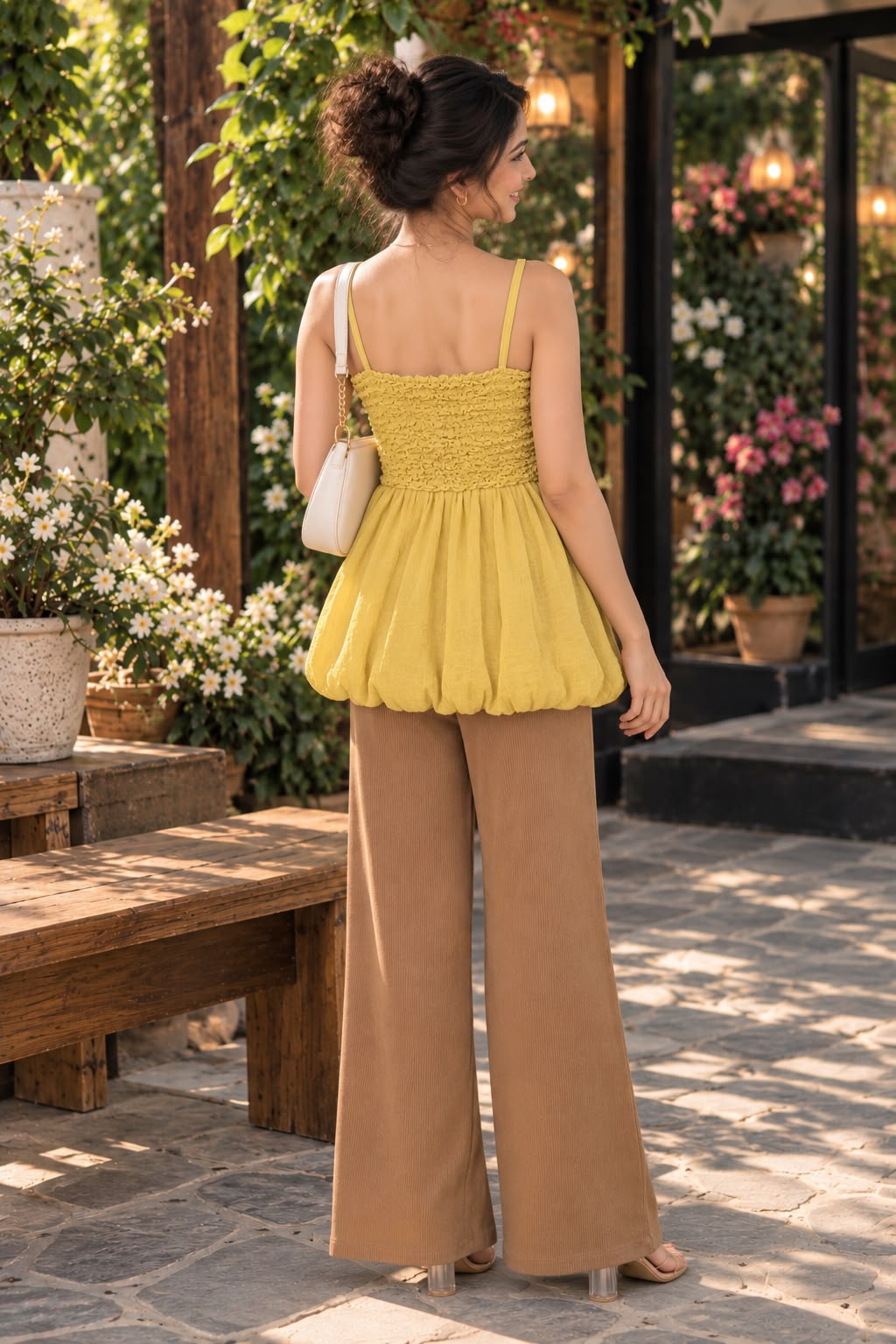 yellow peplum top